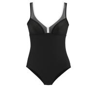 Badeanzug LASCANA Gr. 48, Cup C, schwarz Damen Badeanzüge Ocean Blue mit Mesh-Einsatz und Shaping-Effekt (13278060-48)