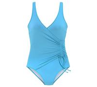 Badeanzug LASCANA "Cillo", Damen, Gr. 42, Cup B, blau (türkis), Polyamid, unifarben, Badeanzüge Badeanzug, mit edler Raffung (67057358-42) türkis