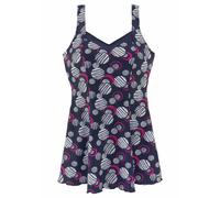 Badekleid LASCANA, Damen, Gr. 50, Cup D, blau (marine, bedruckt), Polyamid, bedruckt, Badeanzüge, mit modischen Kreisen und Shaping-Effekt (232918-50) marine, bedruckt