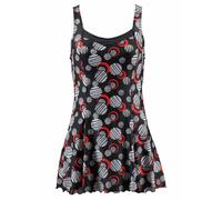 Badekleid LASCANA, Damen, Gr. 48, Cup C, schwarz (schwarz, bedruckt), Polyamid, bedruckt, Badeanzüge, mit modischen Kreisen und Shaping-Effekt (576413-48) schwarz, bedruckt