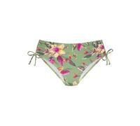 Bikini-Hose LASCANA "Malia", Damen, Gr. 38, N-Gr, salbei, pink bedruckt, Microfaser, Polyamid, Microfaser, bedruckt, floral, Badehosen, mit seitlicher Raffung mit tropischem Print, Topseller (25682164