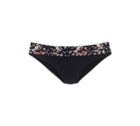Bikini-Hose LASCANA "Blair", Damen, Gr. 42, N-Gr, schwarz (schwarz, bedruckt), Polyamid, geblümt, Badehosen Bikini-Hose, mit Umschlagbund (66450855-42) schwarz, bedruckt