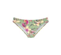 Bikini-Hose LASCANA "Malia", Damen, Gr. 42, N-Gr, salbei, pink bedruckt, Microfaser, Polyamid, Microfaser, bedruckt, floral, Badehosen, mit Umschlagbund mit tropischem Print (39316735-42) salbei, pink
