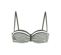 Bandeau-Bikini-Top VENICE BEACH "Summer", Damen, Gr. 36, Cup C, grün (oliv, weiß), Polyamid, Xtra Life LYCRA, Bikini-Oberteile, Im Streifendesign (51123748-36) oliv, weiß