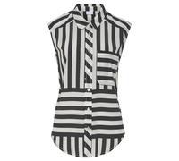 Blusentop LASCANA Gr. 38, schwarz-weiß (schwarz, weiß bedruckt) Damen Blusen Strandtops mit Knopfleiste, Streifenmuster, Damenbluse Hemdblusenkragen (97495567-38)