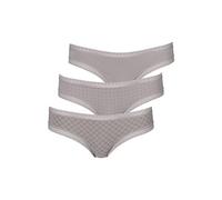 Brasilslip LASCANA, Damen, Gr. 36/38, grau (taupe), Jersey, Obermaterial: 95% Baumwolle, 5% Elasthan. Spitze: 90% Polyamid, 10% Elasthan, bedruckt, unifarben, körpernah, Unterhosen, aus elastischer Ba