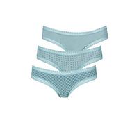 Lascana Damen Brasilslip im 3er-Pack - Lace Panties mit niedriger Leibhöhe & Spitzen-Details - Brazilian Slip aus weicher Baumwoll-Stretch-Qualität