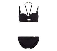 Bügel-Bandeau-Bikini LASCANA, Damen, Gr. 44, Cup D, schwarz, Polyamid, glänzend, unifarben, Bikini-Sets, mit verschiedenen Trägervarianten (315342-44) schwarz