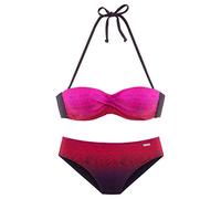 Bügel-Bandeau-Bikini LASCANA, Damen, Gr. 38, Cup B, rot, Polyamid, Farbverlauf, bedruckt, Bikini-Sets Bügel-Bandeau-Bikini, mit Farbverlauf (30151518-38)