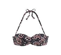 Lascana Damen Bügel-Bandeau-Bikini-Top mit verspieltem Druck, seitliche Stäbchen, abnehmbare Träger, aus softe Microfaser, Mix-Kini, für flexiblen Style und angenehmes Tragegefühl