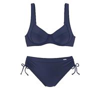 Bügel-Bikini LASCANA "Annelie", Damen, Gr. 40, Cup D, blau (marine), Polyamid, unifarben, Bikini-Sets Bügel-Bikini, mit seitlich geraffter Bikinihose, Topseller (74676919-40) marine