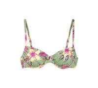 Bügel-Bikini-Top LASCANA "Malia", Damen, Gr. 38, Cup C, rosa (salbei, pink bedruckt), Microfaser, Microfaser, Polyamid, bedruckt, floral, Bikini-Oberteile, mit tropischem Print (70874304-38) salbei, p