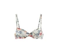 Bügel-Bikini-Top LASCANA "Salsa", Damen, Gr. 40, Cup D, beige (creme bedruckt), Microfaser, Recycling-Polyamid, geblümt, Bikini-Oberteile, mit tollem Blumenprint (39745943-40) creme bedruckt