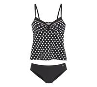 Bügel-Tankini LASCANA, Damen, Gr. 38, Cup C, schwarz (schwarz, creme), Recycling-Polyamid, gepunktet, Bikini-Sets, mit süßen Tupfen (38202429-38) schwarz, creme