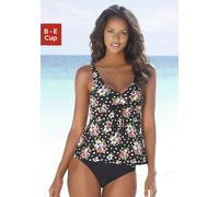 Bügel-Tankini LASCANA, Damen, Gr. 42, Cup B, schwarz (schwarz, bedruckt), Polyamid, floral, gepunktet, Bikini-Sets, im angesagten Design (587586-42) schwarz, bedruckt
