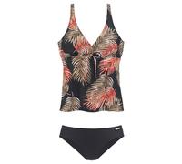 Bügel-Tankini LASCANA, Damen, Gr. 42, Cup B, schwarz (schwarz, bedruckt), Recycling-Polyamid, bedruckt, Bikini-Sets, mit plakativem Blätter-Print (71030013-42) schwarz, bedruckt