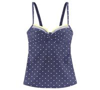 Bügel-Tankini-Top LASCANA "Monri", Damen, Gr. 38, Cup B, bunt (blau, gelb, bedruckt), Recycling-Polyamid, bedruckt, gepunktet, Bikini-Oberteile, mit kontrastfarbenem Detail (34032306-38) blau, gelb, b