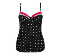 Bügel-Tankini-Top LASCANA "Monroe", Damen, Gr. 46, Cup C, schwarz-weiß (schwarz, rot), Polyamid, gepunktet, gestreift, Bikini-Oberteile (48012924-46) schwarz, rot