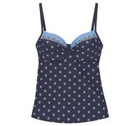 Bügel-Tankini-Top LASCANA "Jimer", Damen, Gr. 40, Cup B, blau (nachtblau), Recycling-Polyamid, bedruckt, Bikini-Oberteile, mit Unterbrustgummi (90511517-40) nachtblau