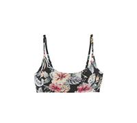 Bustier-Bikini-Top LASCANA "Salsa", Damen, Gr. 40, Cup C/D, schwarz (schwarz bedruckt), Recycling-Polyamid, geblümt, Bikini-Oberteile, mit tollem Blumenprint (85818555-40) schwarz bedruckt
