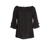 Carmenbluse LASCANA Gr. 36, schwarz-weiß (schwarz, weiß, gepunktet) Damen Blusen Strandblusen mit Pünktchendruck, Damenbluse, schulterfrei, casual (90654852-36)