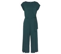 Culotte-Overall LASCANA, Damen, Gr. 38, N-Gr, blau (petrol), Jersey, Obermaterial: 95% Viskose, 5% Elasthan, unifarben, modisch, figurumspielend 7/8-Länge, Rundhals, Kurzarm, Overalls, mit Knotendetai
