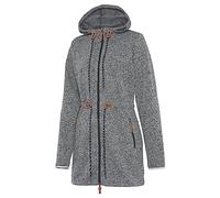 Lascana Damen Fleecejacke mit Kunstleder-Details, kleine Marken-Stickerei auf der Brust und seitliche Eingriffstaschen, 2-Wege-Reißverschluss, angenehm weich