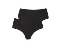 High-Waist-String LASCANA, Damen, Gr. 44/46, schwarz, Microfaser, Obermaterial: 77% Polyamid, 23% Elasthan, unifarben, körpernah, Unterhosen, aus weicher und hoch elastischer Microfaser (45472312-44) 