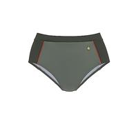 Highwaist-Bikini-Hose LASCANA "Yuna", Damen, Gr. 38, N-Gr, blau (oliv), Recycling-Polyamid, kontrastfarbene Details, unifarben, Badehosen, mit kontrastfarbenen Einsätzen (45198656-38) oliv