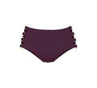 Highwaist-Bikini-Hose LASCANA "Italy" Gr. 36, N-Gr, rot (bordeaux) Damen Badehosen Ocean Blue Goldfarbene Zierringe (19714841-36)