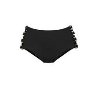 Highwaist-Bikini-Hose LASCANA "Italy", Damen, Gr. 38, N-Gr, schwarz, Microfaser, Microfaser, Polyamid, unifarben, Badehosen, Goldfarbene Zierringe (66513126-38) schwarz