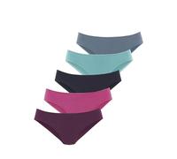 Jazz-Pants Slips LASCANA, Damen, Gr. 36/38, bunt (aubergine, pink, navy, mint, blau), Single Jersey, Obermaterial: 95% Baumwolle, 5% Elasthan, unifarben, körpernah, Unterhosen, aus Baumwolle, mit schö
