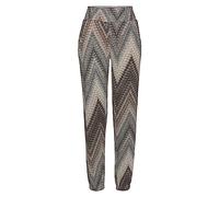 Jerseyhose LASCANA "aus angenehmer, leichter Viskose für den Sommer, Schlupfhose", Damen, Gr. 40, N-Gr, bunt (schwarz, braun, creme bedruckt), Jersey, Obermaterial: 100% Viskose, bedruckt, figurumspie