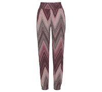 Jerseyhose LASCANA, Damen, Gr. 36, N-Gr, rot (sand, bordeaux bedruckt), Jersey, Obermaterial: 100% Viskose, bedruckt, modisch, figurumspielend lang, Hosen, mit Alloverprint und Taschen, Stretchbund, S