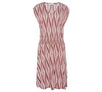 Jerseykleid LASCANA, Damen, Gr. 42, N-Gr, orange (terracotta, creme bedruckt), Jersey, Obermaterial: 100% Viskose, bedruckt, modisch, figurumspielend kniefrei, Rundhals, Kurzarm, Kleider, mit breitem 