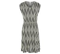 Jerseykleid LASCANA, Damen, Gr. 42, N-Gr, schwarz (schwarz, sand bedruckt), Jersey, Obermaterial: 100% Viskose, bedruckt, modisch, figurumspielend kniefrei, Rundhals, Kurzarm, Kleider, mit breitem Smo