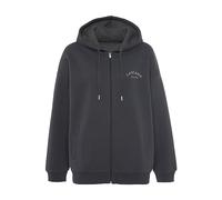 Kapuzensweatjacke LASCANA, Damen, Gr. 44/46, grau (anthrazit), Sweatware, Obermaterial: 60% Baumwolle, 40% Polyester, bestickt, unifarben, bequem hüftbedeckend, Rippbündchen, Sweatjacken, mit seitlich