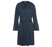 Kimono LASCANA, Damen, Gr. 40/42, blau (nachtblau), Viskose, unifarben, Kurzform, Hausmäntel, mit langen Ärmeln und Spitzen-Details (61331241-40) nachtblau