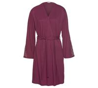 Kimono LASCANA, Damen, Gr. 40/42, rot (bordeaux), Viskose, unifarben, Kurzform, Hausmäntel, mit langen Ärmeln und Spitzen-Details (36189969-40) bordeaux