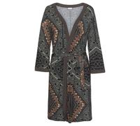 Kimono LASCANA, Damen, Gr. 36/38, bunt (braun, gemustert), Viskose, bedruckt, mehrfarbig, Kurzform, Hausmäntel, mit Bindegürtel (30547652-36) braun, gemustert