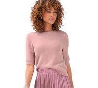 Kurzarmpullover LASCANA, Damen, Gr. 36/38, mauve, Rippstrick, Obermaterial: 80% Polyamid, 15% Viskose, 5% Polyester, unifarben, figurumspielend hüftlang, Rundhals, Pullover, flauschiger Strickpullover
