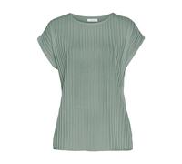 Kurzarmshirt LASCANA, Damen, Gr. 44/46, grün (khaki), Jersey, Obermaterial: 62% Polyester, 33% Viskose, 5% Elasthan, unifarben, figurumspielend hüftlang, Rundhals, Shirts, mit Biesenstruktur, bügelfre