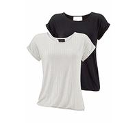 T-Shirt LASCANA Gr. 40/42, schwarz-weiß (offwhite, gemustert, schwarz) Damen Shirts (713402-40) offwhite, gemustert, schwarz