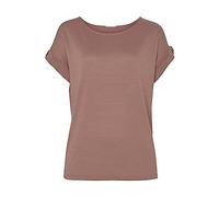 Kurzarmshirt LASCANA "mit Knopfdetail am Ärmelabschluss", Damen, Gr. 44/46, rosa (altrosa), Feinstrick, Obermaterial: 50% Viskose, 46% Polyester, 4% Elasthan, unifarben, Basic, bequem, Rundhals, mit U
