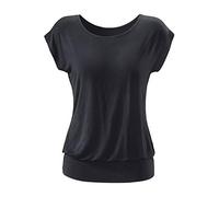 Longshirt LASCANA "mit breitem Bund", Damen, Gr. 40/42, schwarz, Obermaterial: 95% Viskose (LENZING™ ECOVERO™), 5% Elasthan, unifarben, figurumspielend lang, Rundhals, angeschnitten normaler Saum, Shi