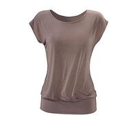 Longshirt LASCANA "mit breitem Bund", Damen, Gr. 48/50, grau (taupe), Obermaterial: 95% Viskose (LENZING™ ECOVERO™), 5% Elasthan, unifarben, figurumspielend lang, Rundhals, angeschnitten normaler Saum