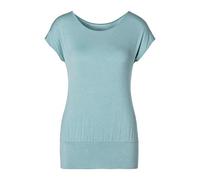 Longshirt LASCANA "mit breitem Bund", Damen, Gr. 48/50, grün (mint), Obermaterial: 95% Viskose (LENZING™ ECOVERO™), 5% Elasthan, unifarben, figurumspielend lang, Rundhals, angeschnitten normaler Saum,