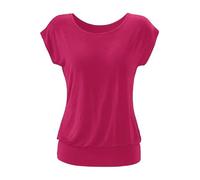Longshirt LASCANA "mit breitem Bund", Damen, Gr. 40/42, pink (magenta), Obermaterial: 95% Viskose (LENZING™ ECOVERO™), 5% Elasthan, unifarben, figurumspielend lang, Rundhals, angeschnitten normaler Sa