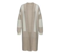 Longstrickjacke LASCANA, Damen, Gr. 40/42, beige (creme, beige), Strick, Obermaterial: 50% Polyamid, 30% Viskose, 20% Polyester, gemustert, modisch, figurumspielend kniebedeckend, ohne Ausschnitt, Lan