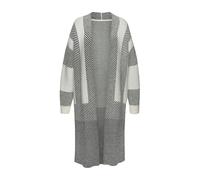 Longstrickjacke LASCANA, Damen, Gr. 40/42, schwarz (creme, schwarz), Strick, Obermaterial: 50% Polyamid, 30% Viskose, 20% Polyester, gemustert, modisch, figurumspielend kniebedeckend, ohne Ausschnitt,